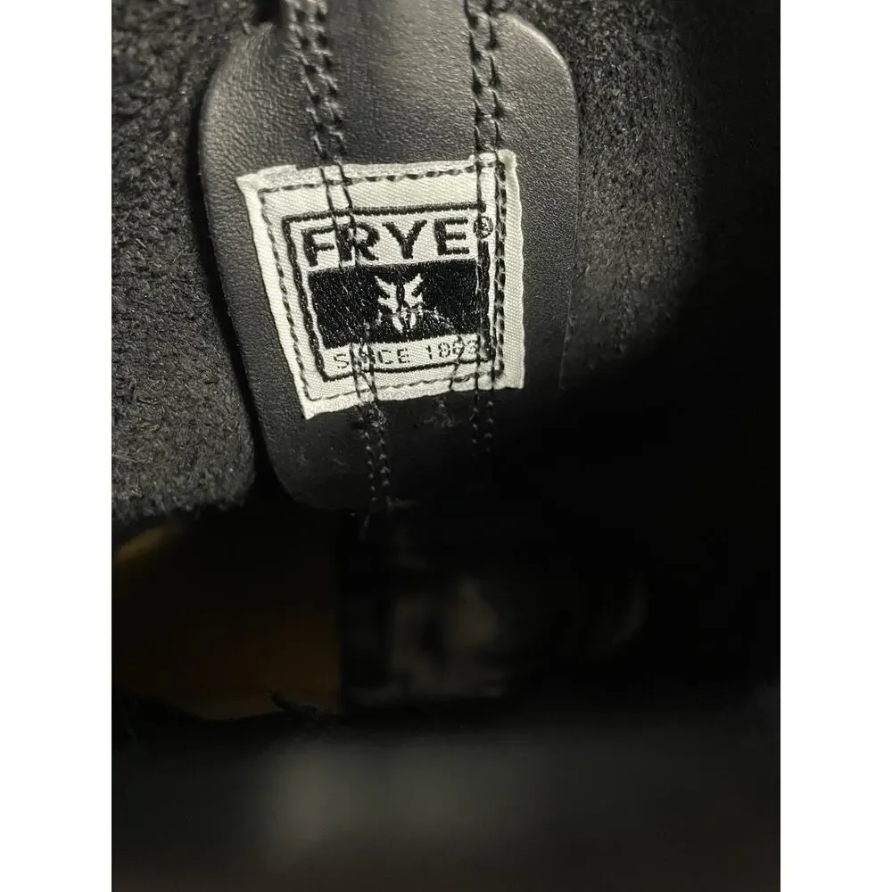 FRYE Men's Duke Roper Boots Black Leather Pull On Western Cowboy Size 11